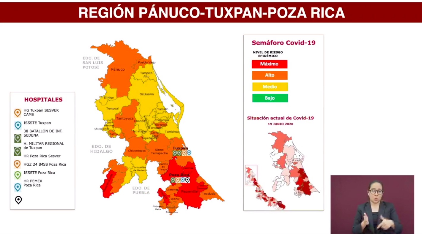 Estos son los 18 municipios de Veracruz en riesgo medio de Covid-19