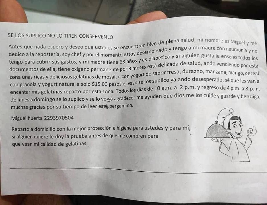 Joven vende gelatinas gourmet para juntar recursos para la recuperación de su mamá