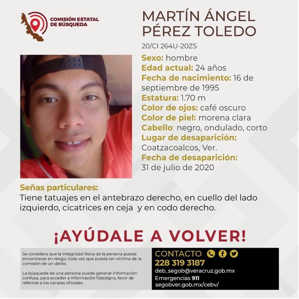 Martín de 24 años estaba desaparecido y fue hallado muerto en Coatzacoalcos