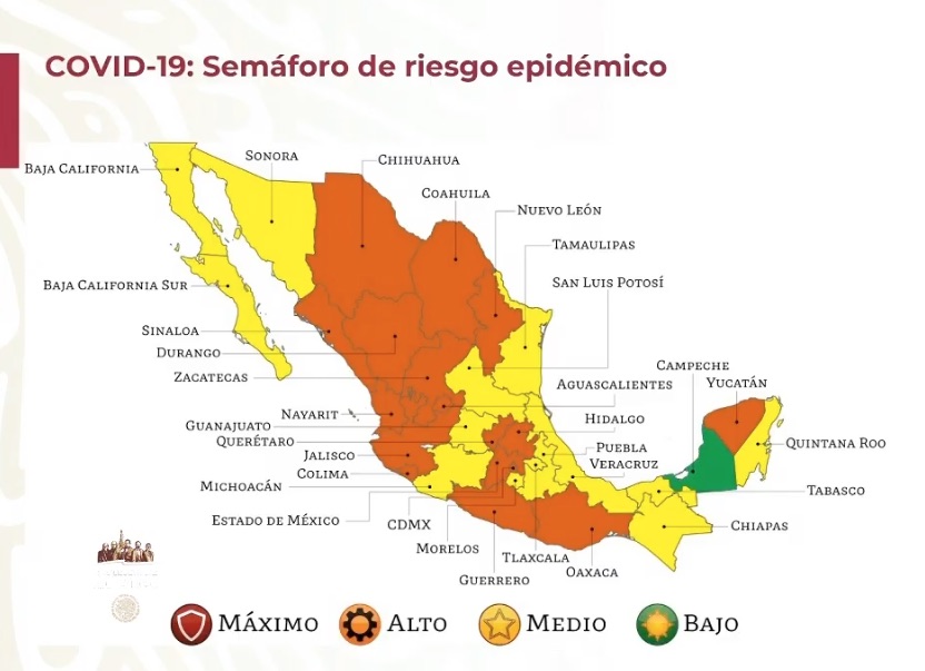 Veracruz pasa a semáforo amarillo de riesgo medio por Covid-19