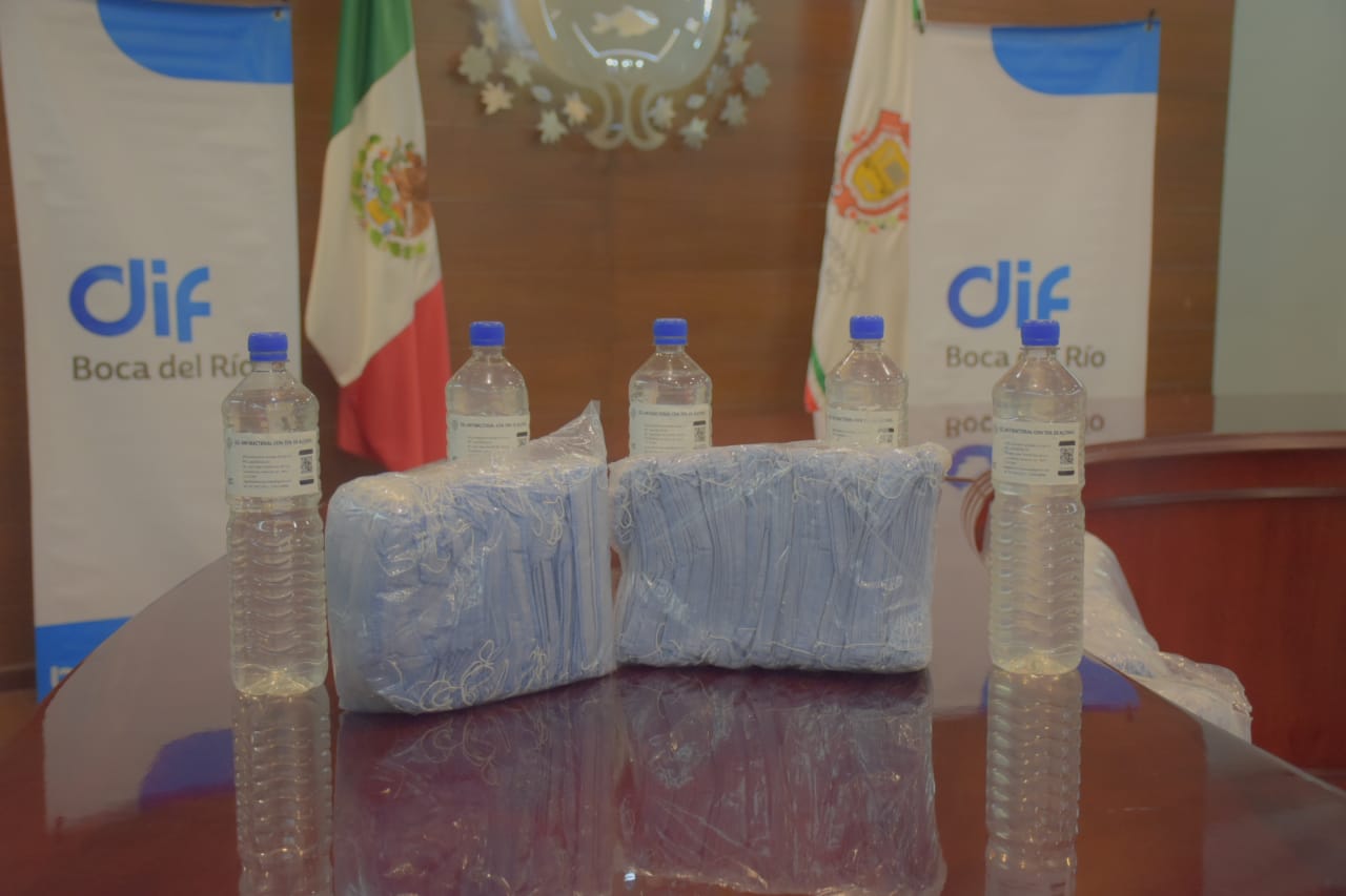 Recibe DIF de Boca del Río 20 mil cubrebocas y gel antibacterial del Grupo Hidalgo y OCG Corporativo
