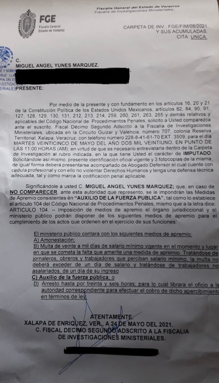 FGE cita este martes a MAYM a comparecer en calidad de imputado