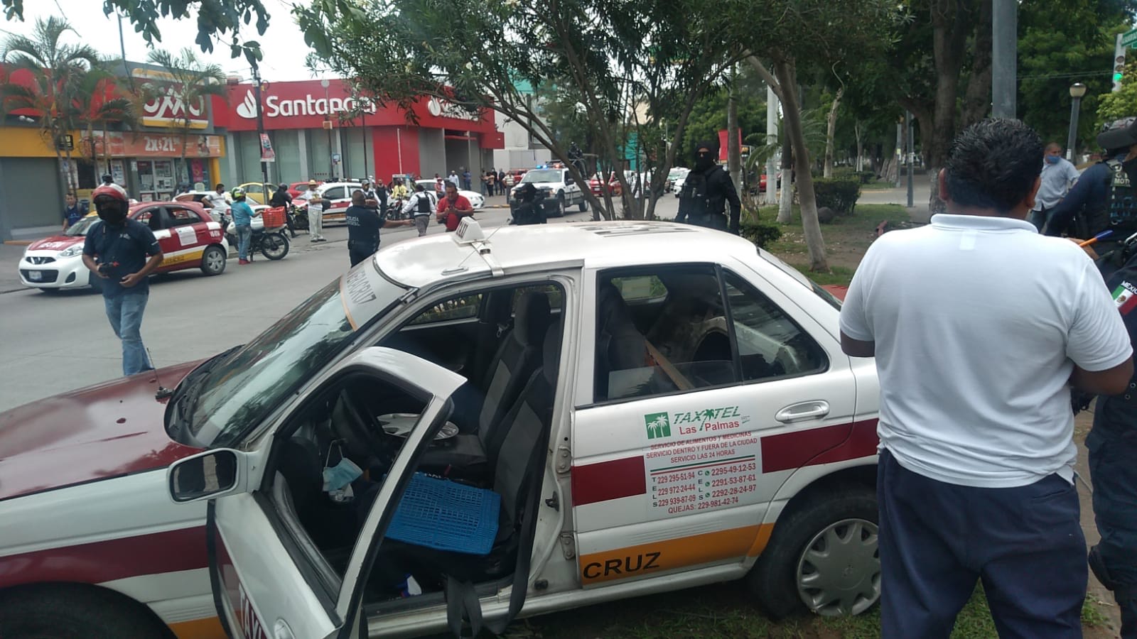 Asaltan un OXXO y terminan estrellándose contra un árbol
