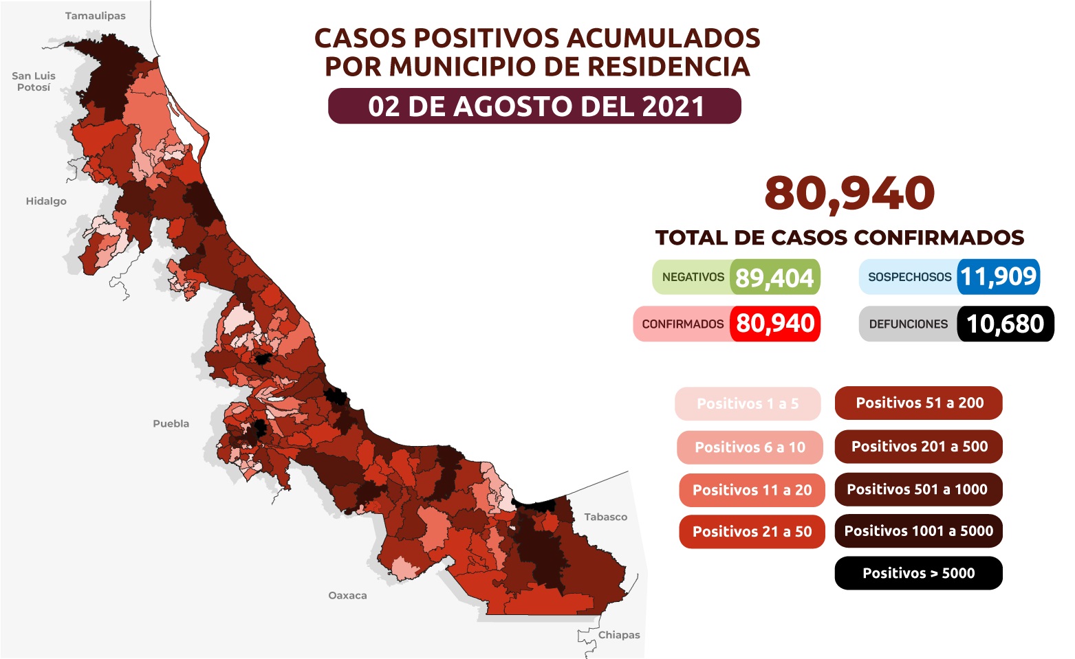 Covid: Hay 68 muertos en las últimas 24 horas en Veracruz