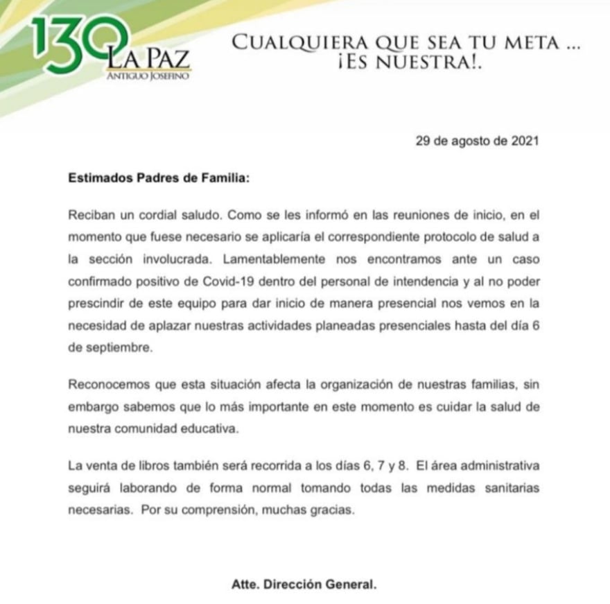 Retrasan clases presenciales por caso de Covid en Colegio La Paz de Veracruz puerto