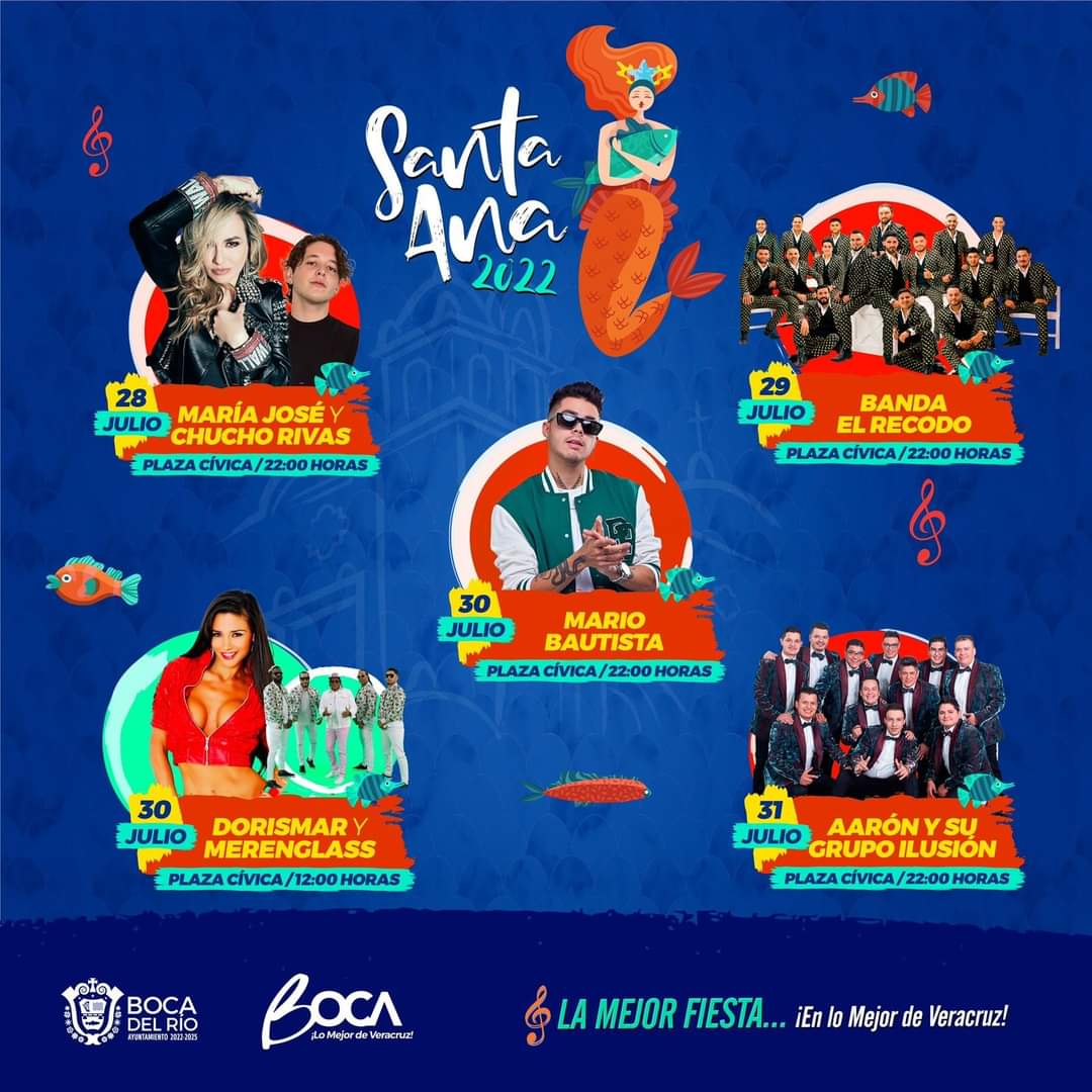María José, Dorismar y El Recodo se presentarán en las Fiestas de Santa Ana 2022 de Boca del Río