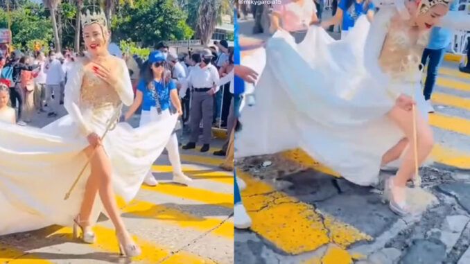 Señalizan baches en Veracruz con imagen del influencer Kunno para pedir los tapen (+Video)