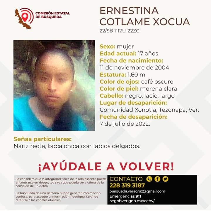 Reportan joven desaparecida en Tezonapa