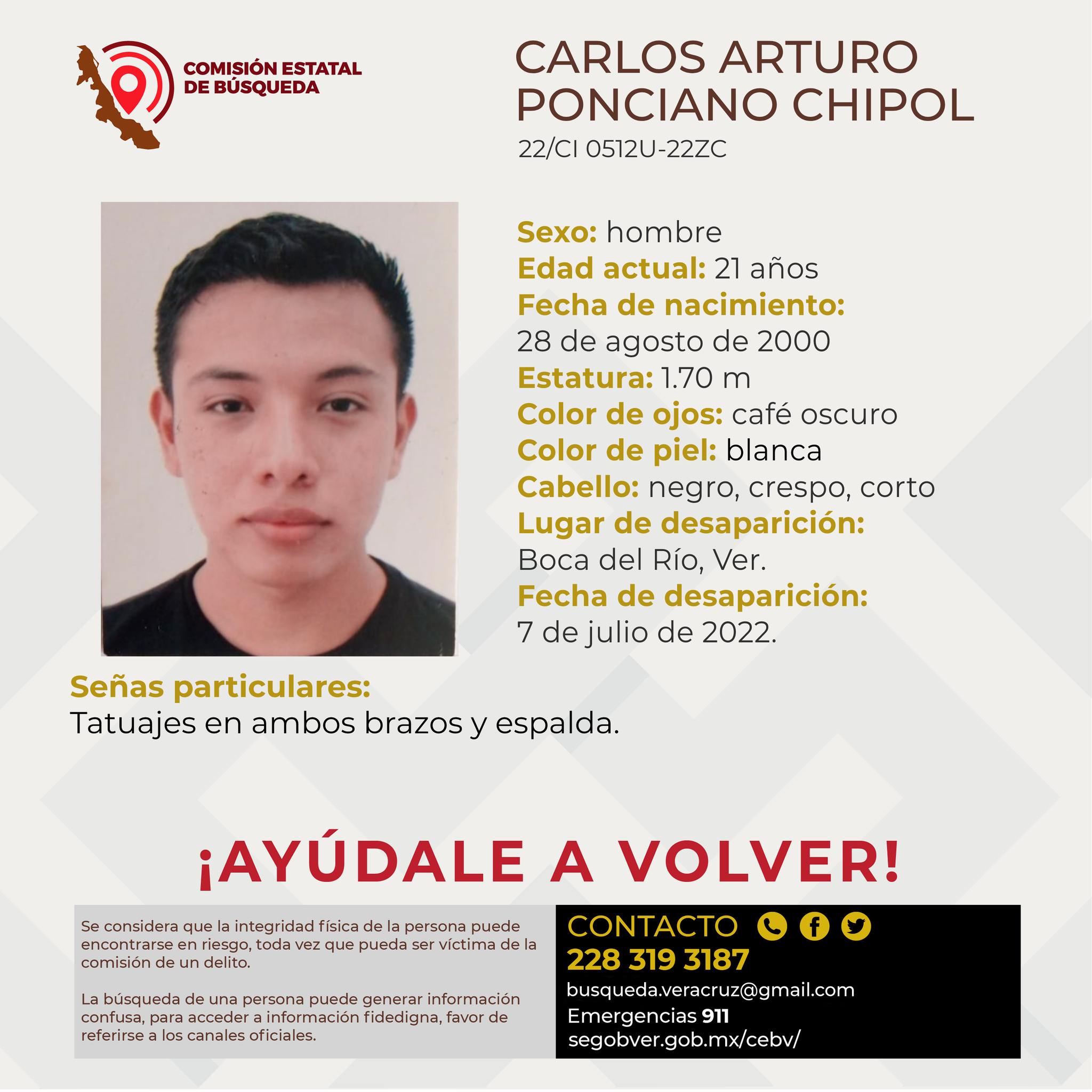 Reportan la desaparición de un joven en Boca del Río