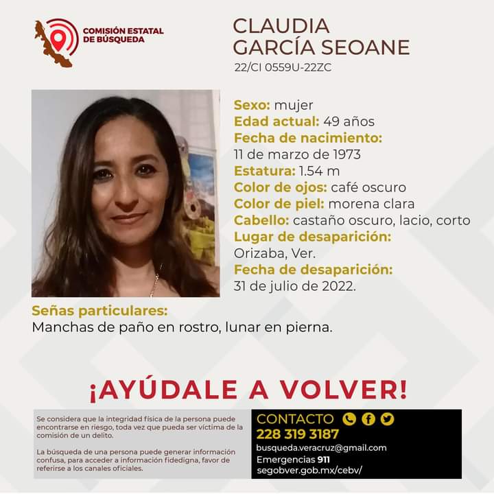 Reportan desaparición de mujer en Orizaba