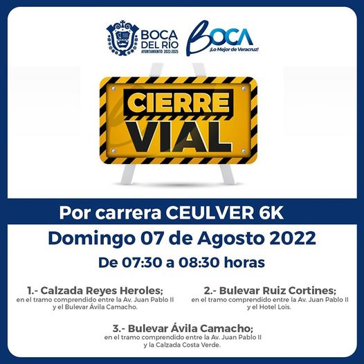 Mega cierre vial este domingo en Boca del Río