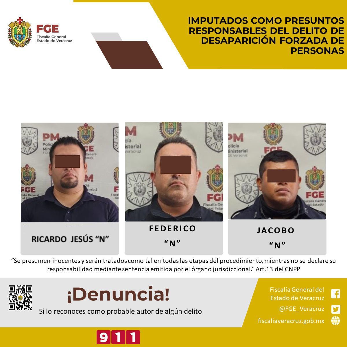 Imputan a tres policías estatales como presuntos responsables de desaparición forzada