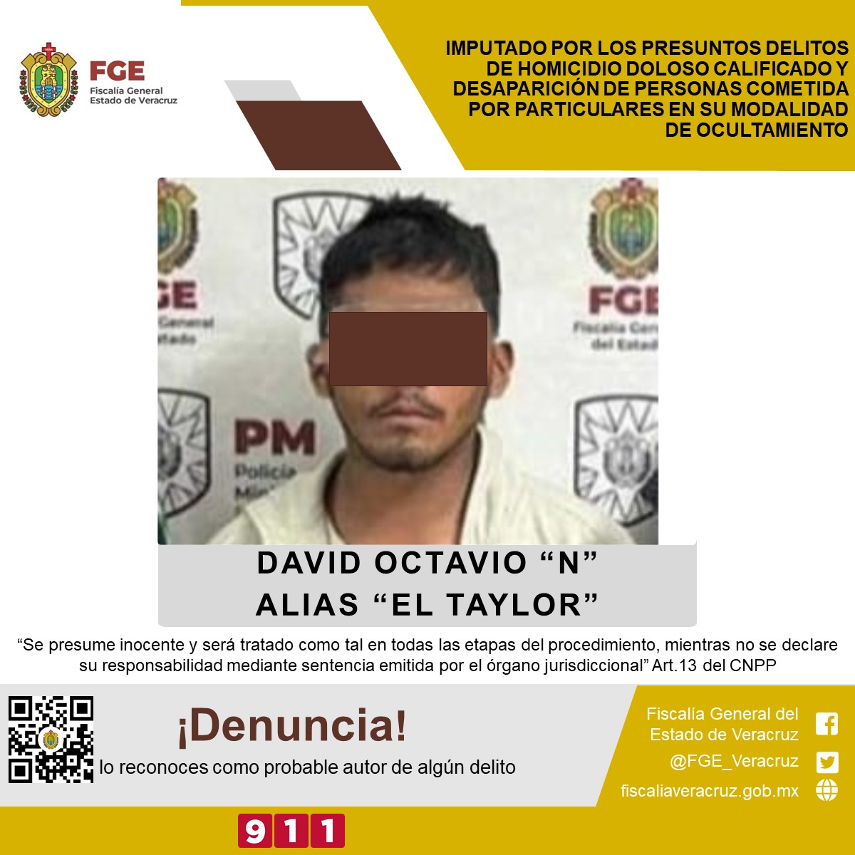 Imputan a El Taylor por doble homicidio y desaparición de personas en Coatzacoalcos