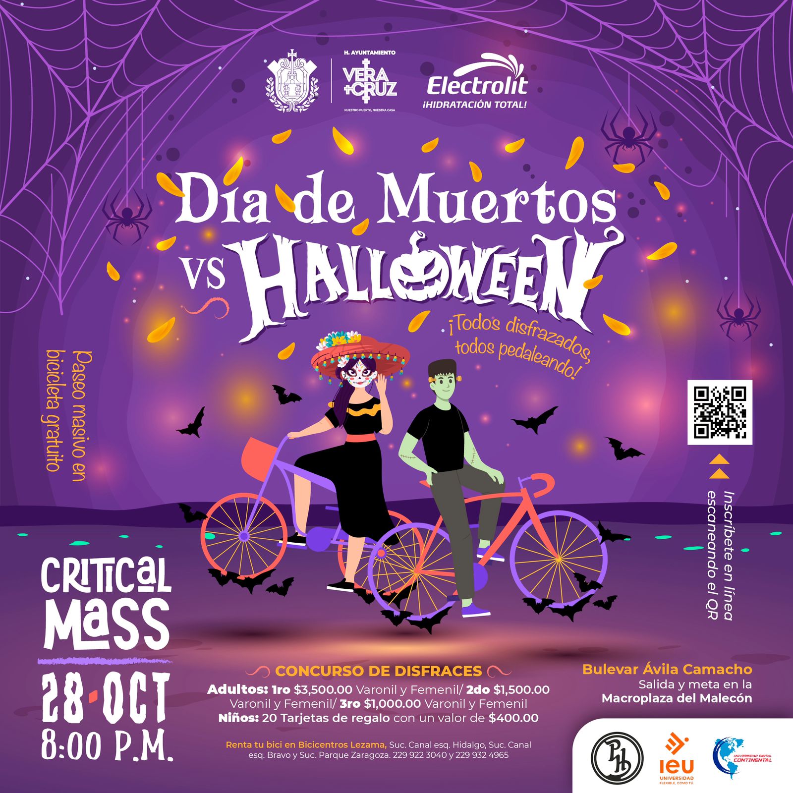 Invitan a paseo masivo ciclista Critical Mass con temática del Día de Muertos y Halloween