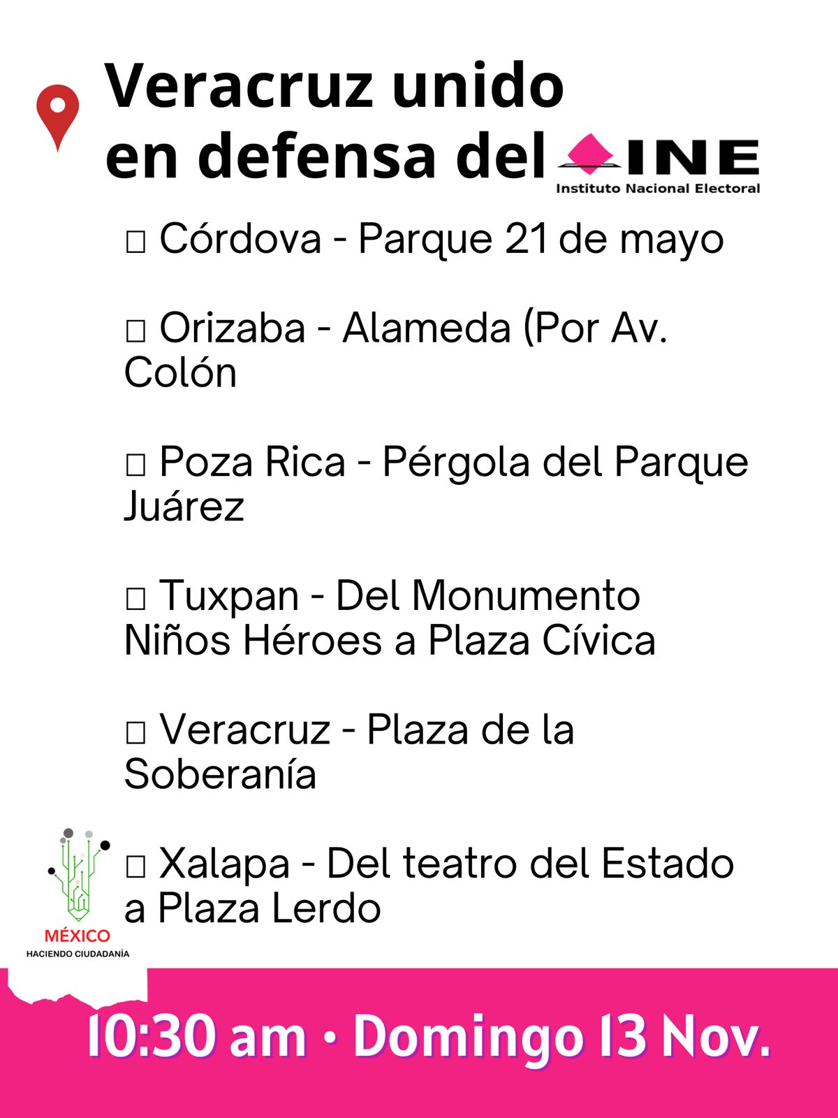 En Poza Rica también convocan a protestar en defensa del INE