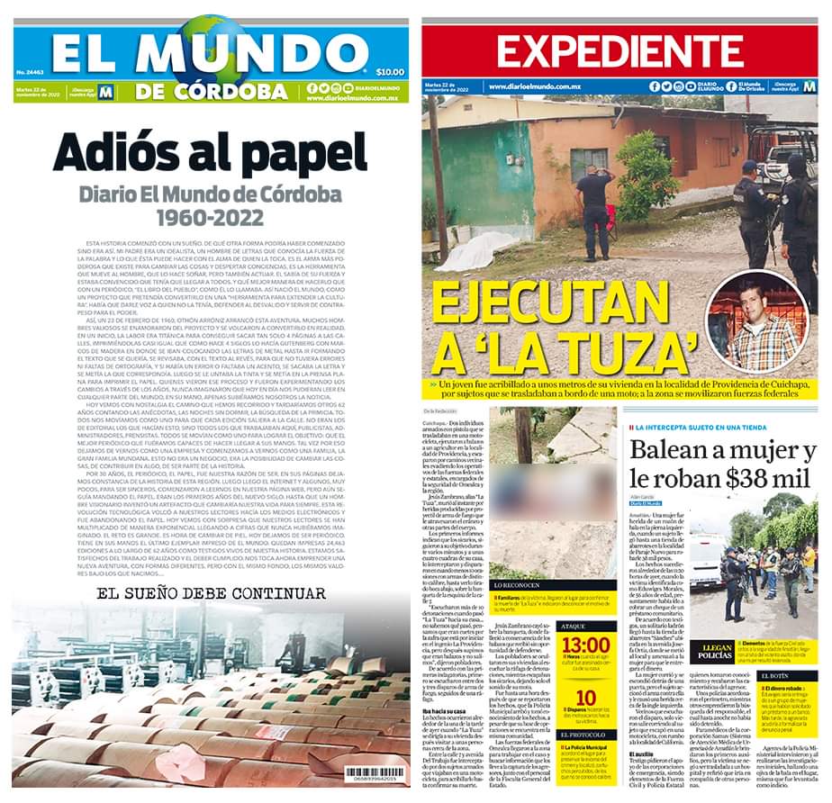 Después de 62 años, Diario el Mundo cierra su edición impresa