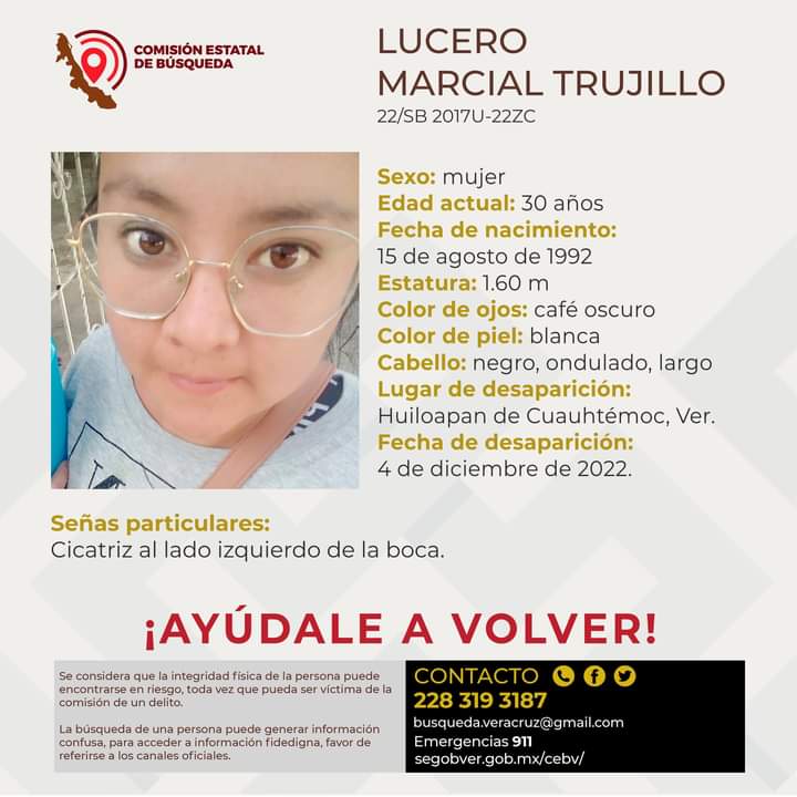 Desaparece joven mujer en la zona centro