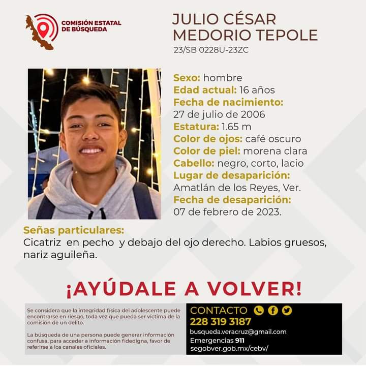 Desaparece adolescente en Amatlán de los Reyes
