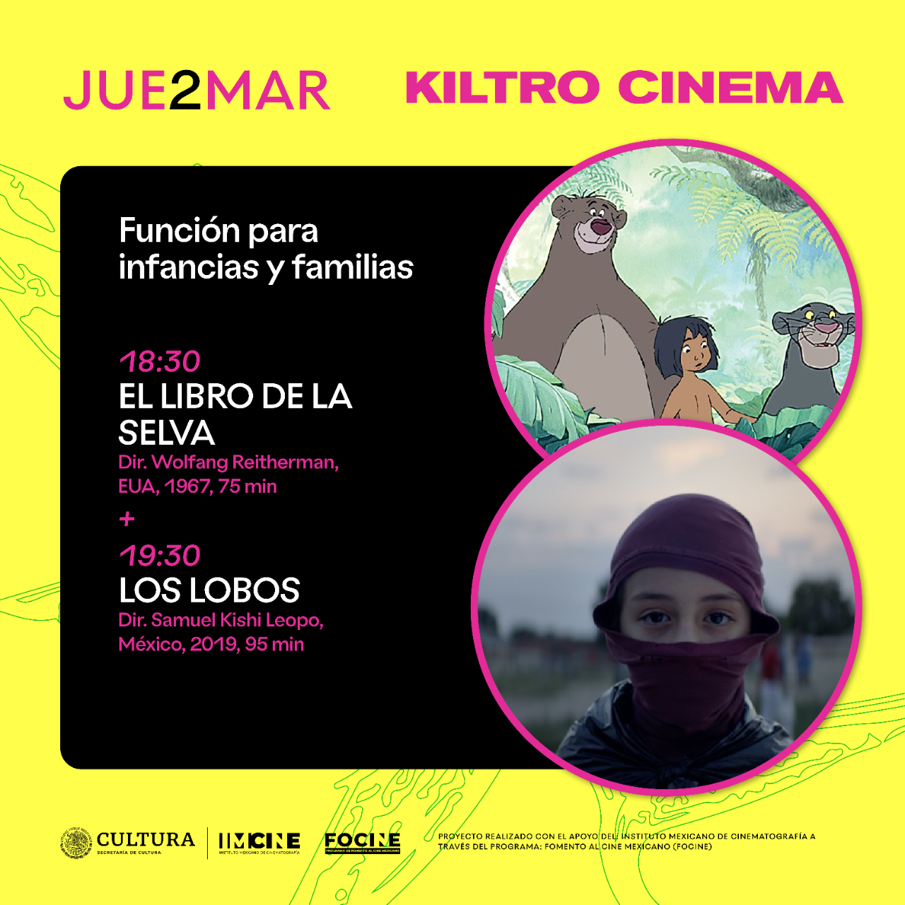 Este jueves El libro de la selva y Los Lobos, en Kiltro Cinema, entrada gratuita