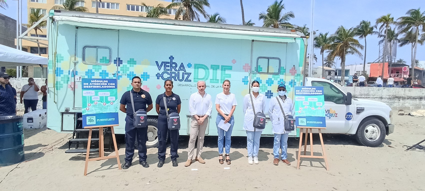 Para atender infartos instalan módulos con desfibriladores en la zona turística de Veracruz puerto
