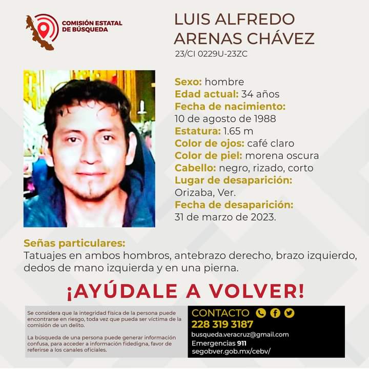 Reportan desaparición de un hombre en Orizaba