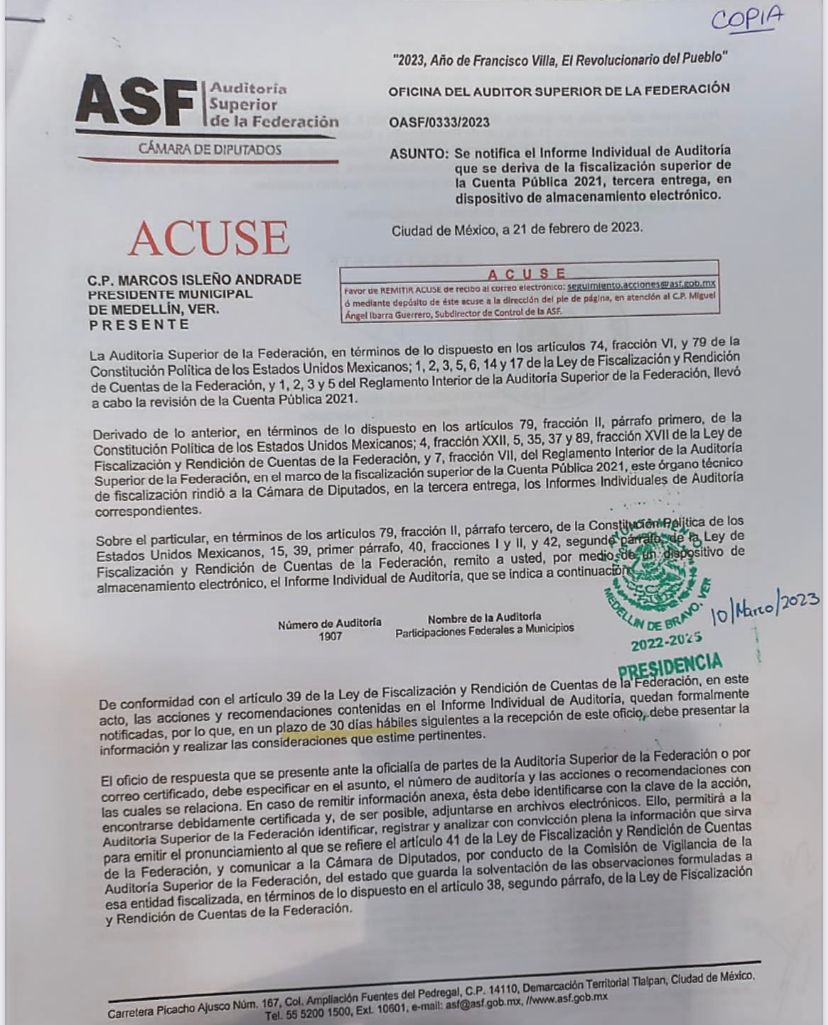 ASF detecta probable desvío por 38 mdp en la administración municipal de Polo Deschamps