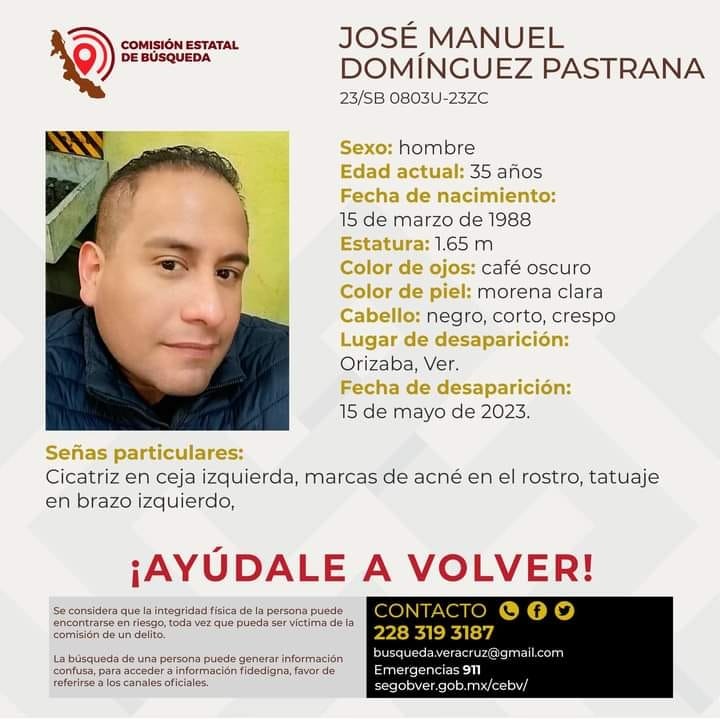 Se busca a joven reportado desaparecido en Orizaba