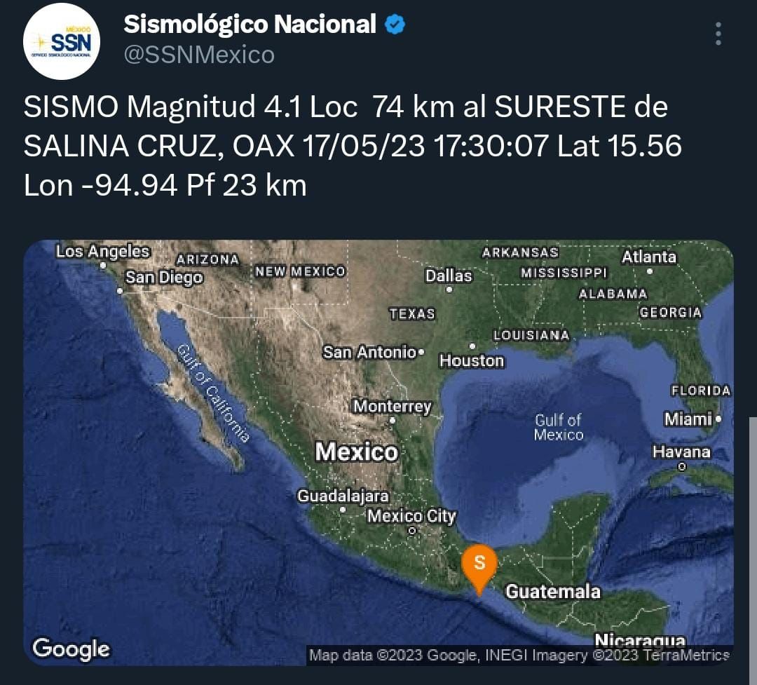 Sismo de 4.1 grados con epicentro en Oaxaca se percibe en Veracruz