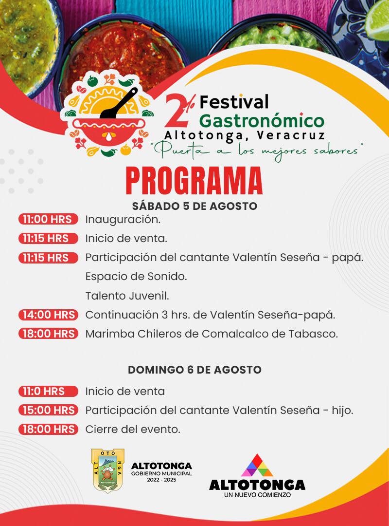 Segundo festival gastronómico de Altotonga, 5 y 6 de agosto