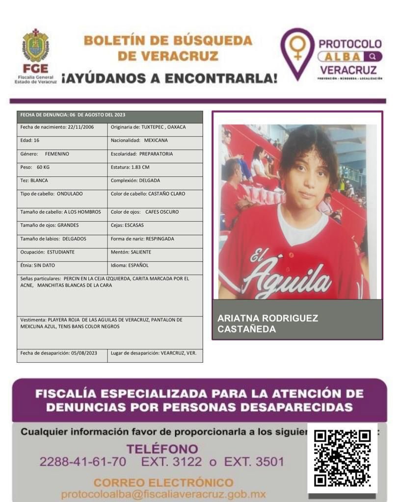 Activan protocolo Alba por desaparición de adolescente en Veracruz puerto