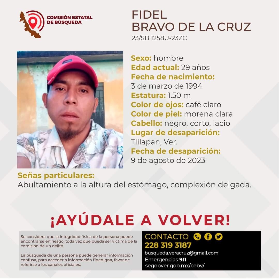 Se busca a joven reportado desaparecido en Tlilapan