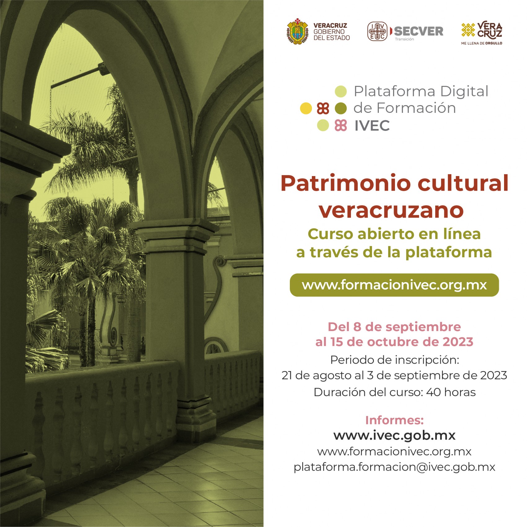 Invita IVEC a participar en el curso virtual Patrimonio Cultural Veracruzano