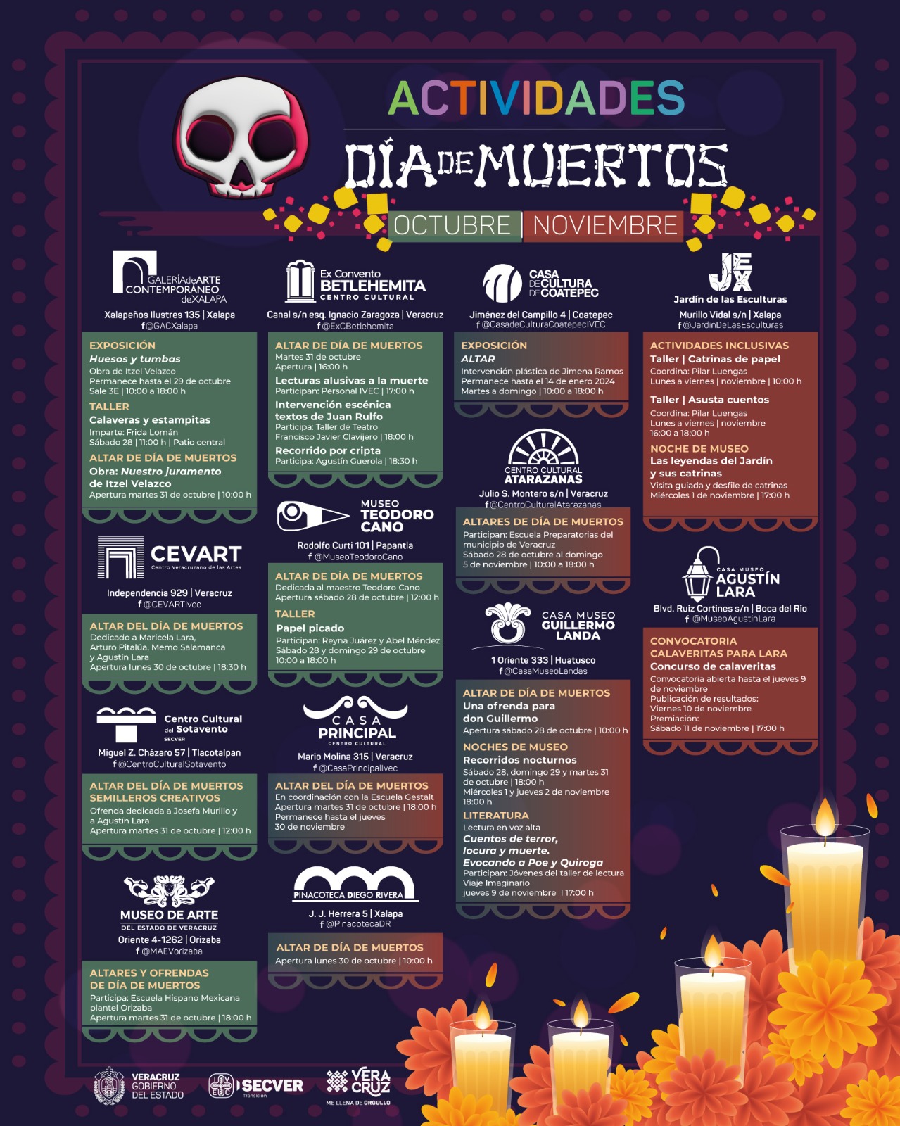 Invita IVEC a vivir las tradiciones del Día de Muertos en sus recintos culturales
