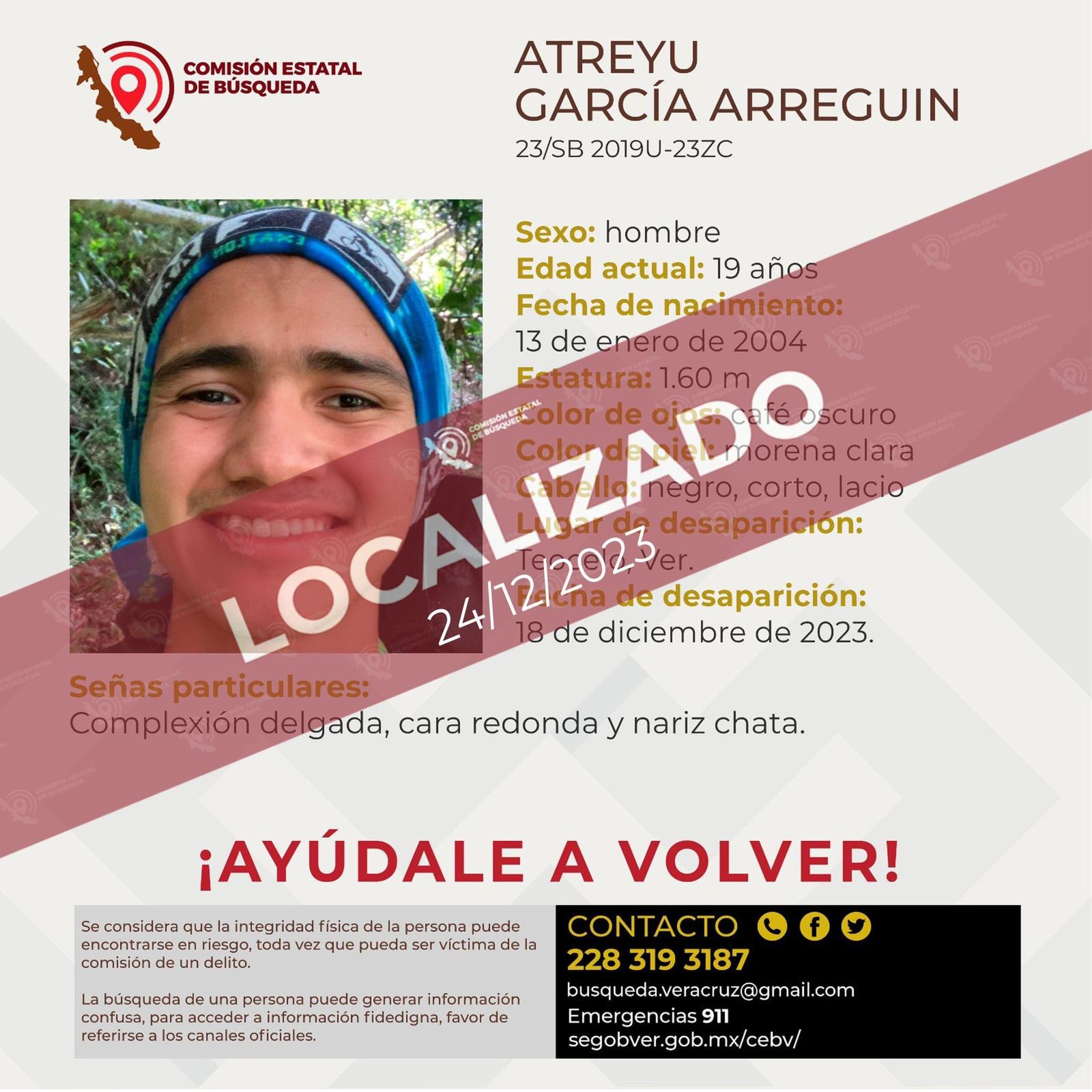 Localizan al joven Atreyu García, luego de seis días de búsqueda