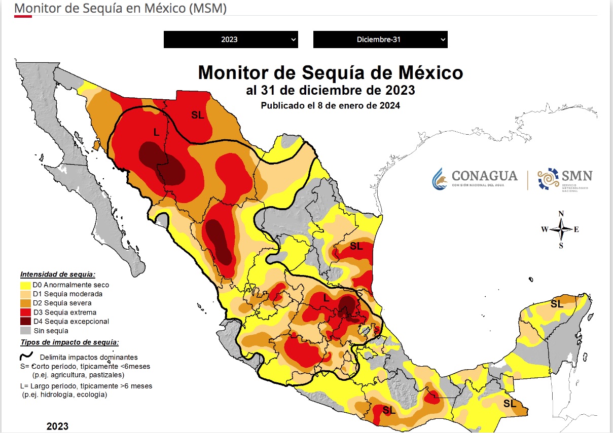 En el 2023 se registraron 22 municipios con sequía extrema