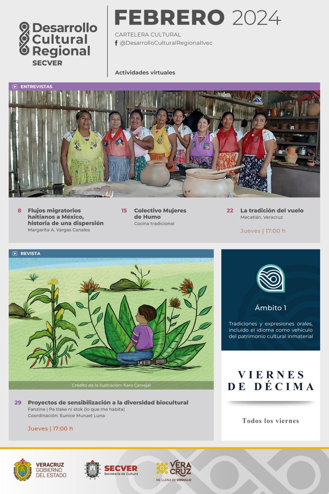 Sigue la programación virtual que ofrece la Secretaría de Cultura de Veracruz durante el mes de febrero