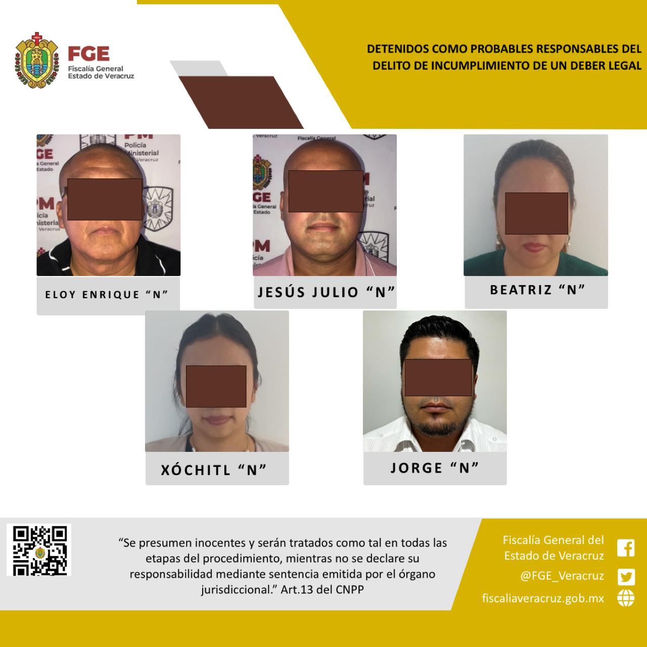 Fiscalía detiene a 5 funcionarios por incumplimiento de un deber legal