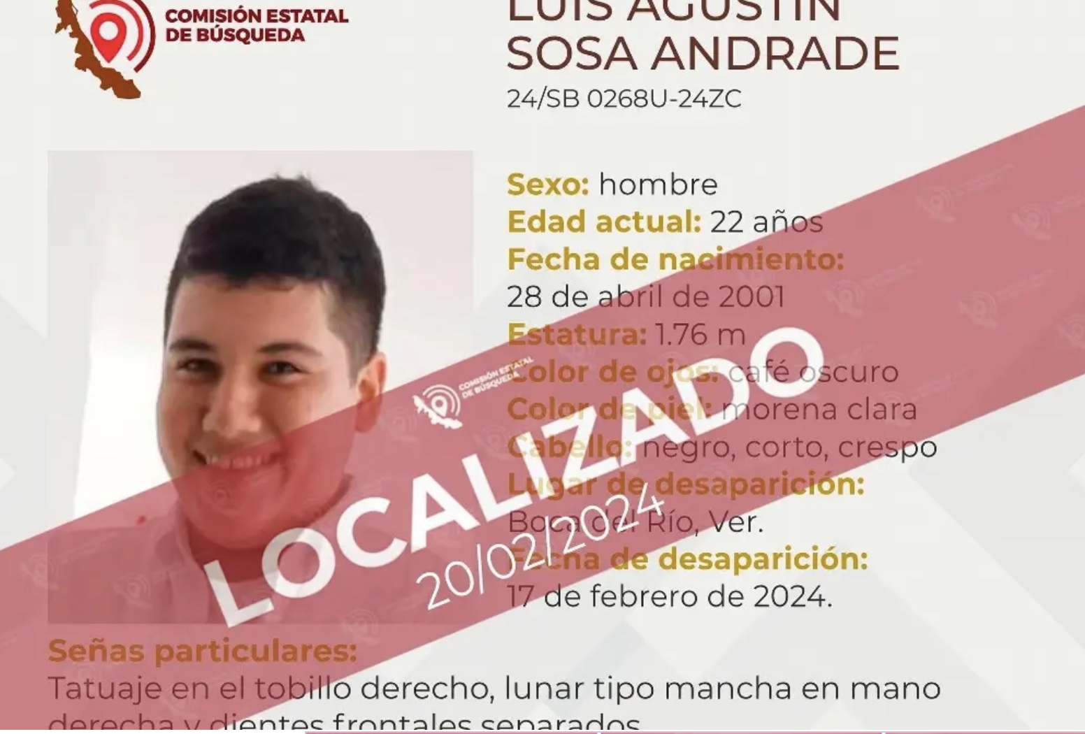 Localizan a estudiante de la UV reportado como desaparecido en Boca del Río