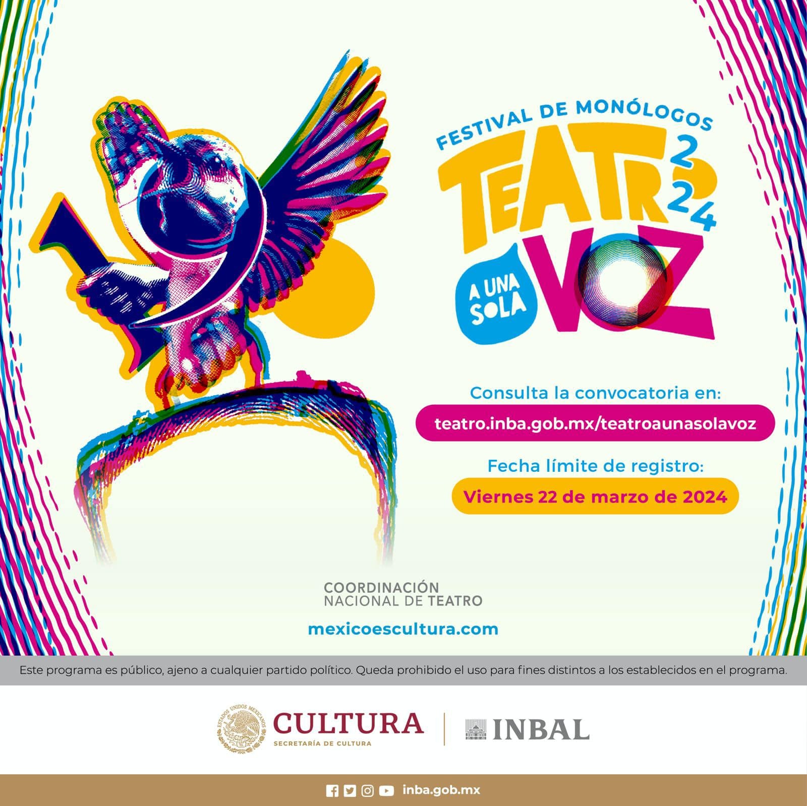 Se invita a participar en la convocatoria del 19º Festival de Monólogos 2024-Teatro a una sola voz