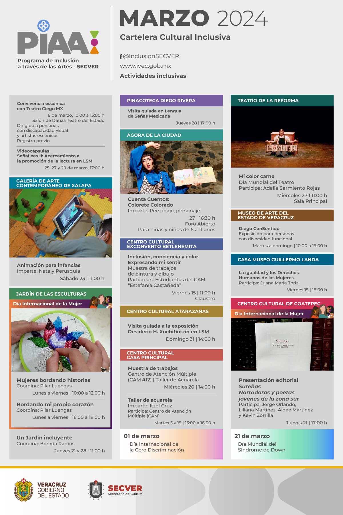 Presenta SECVER una nutrida cartelera de actividades con enfoque inclusivo durante el mes de marzo