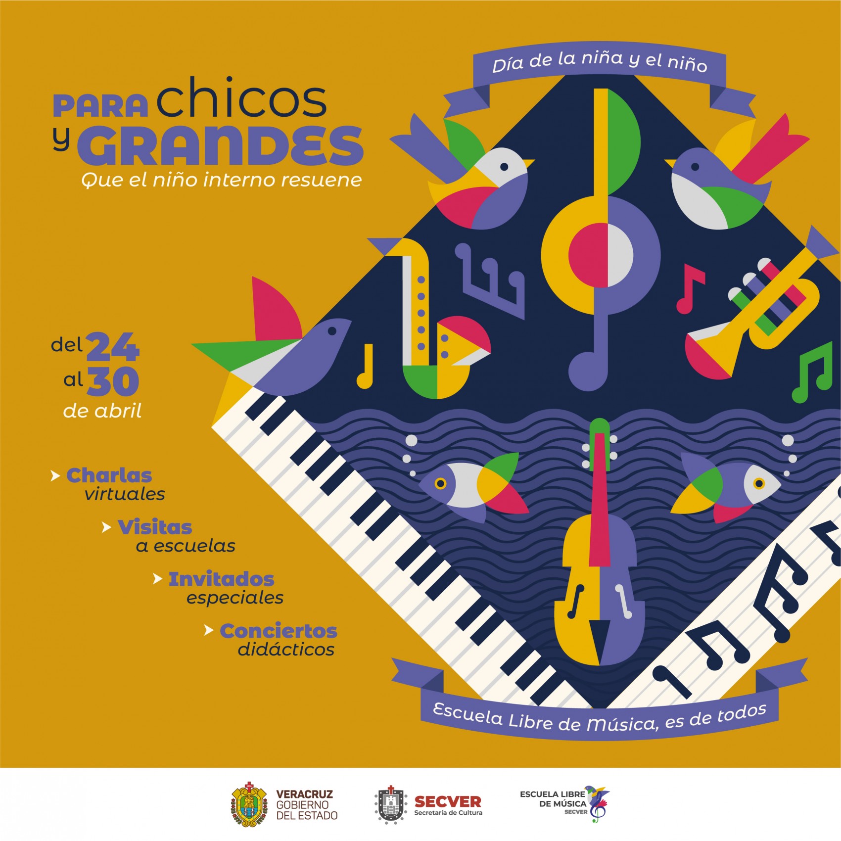 Jornada musical para las infancias ofrece la Escuela Libre de Música con motivo del Día de la Niña y el Niño