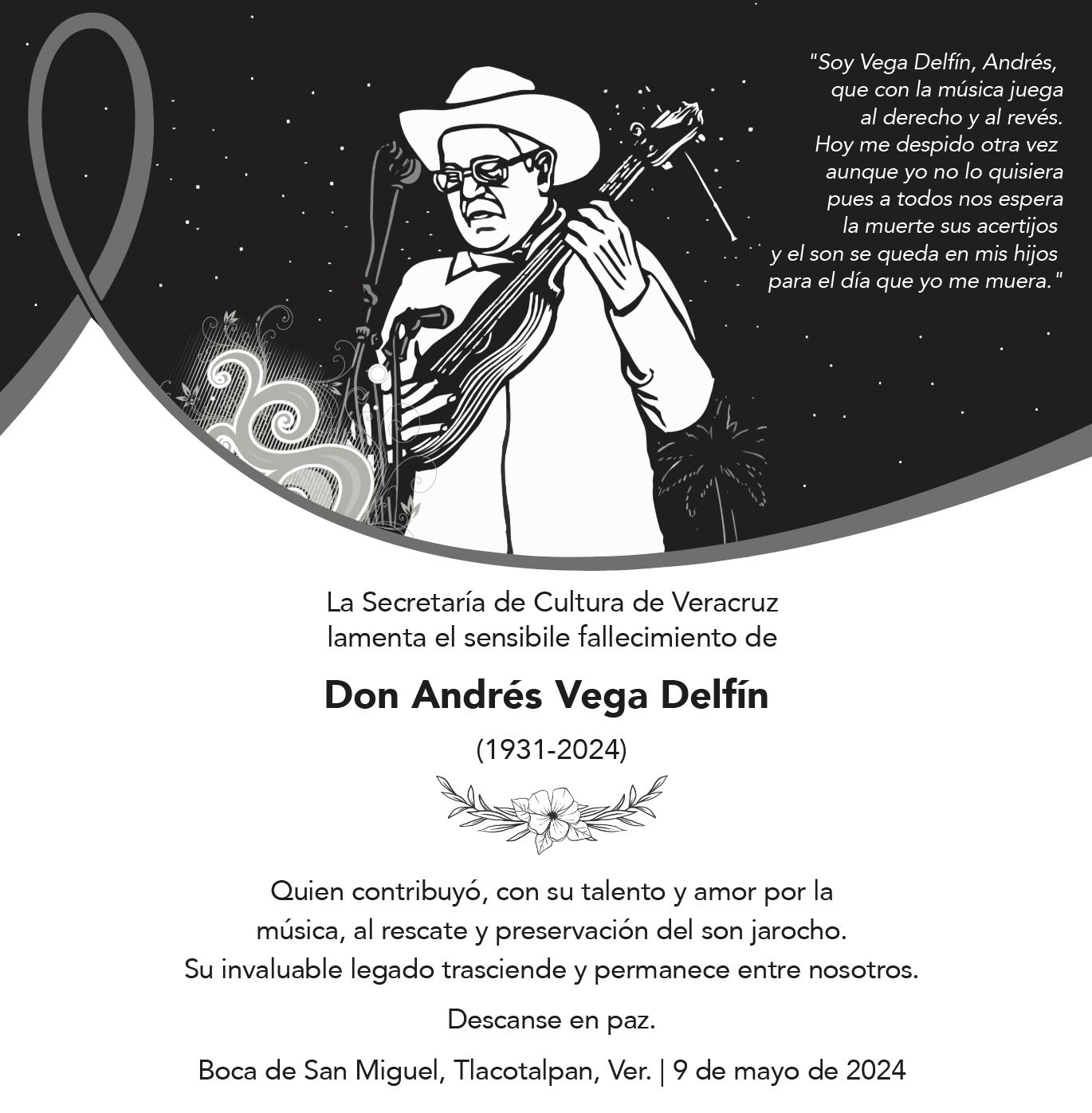 Fallece Andrés Vega Delfín, músico del son jarocho