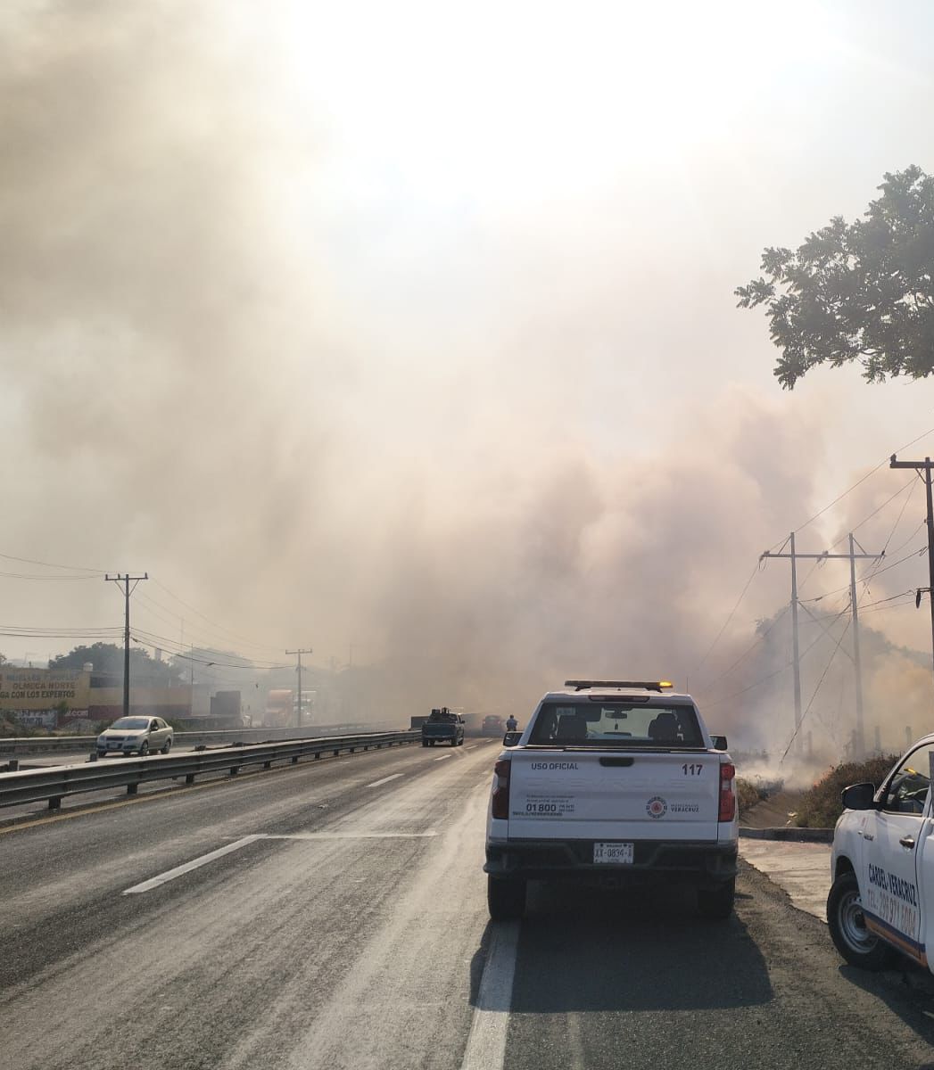 Se atiende incendio de pastizal en Veracruz