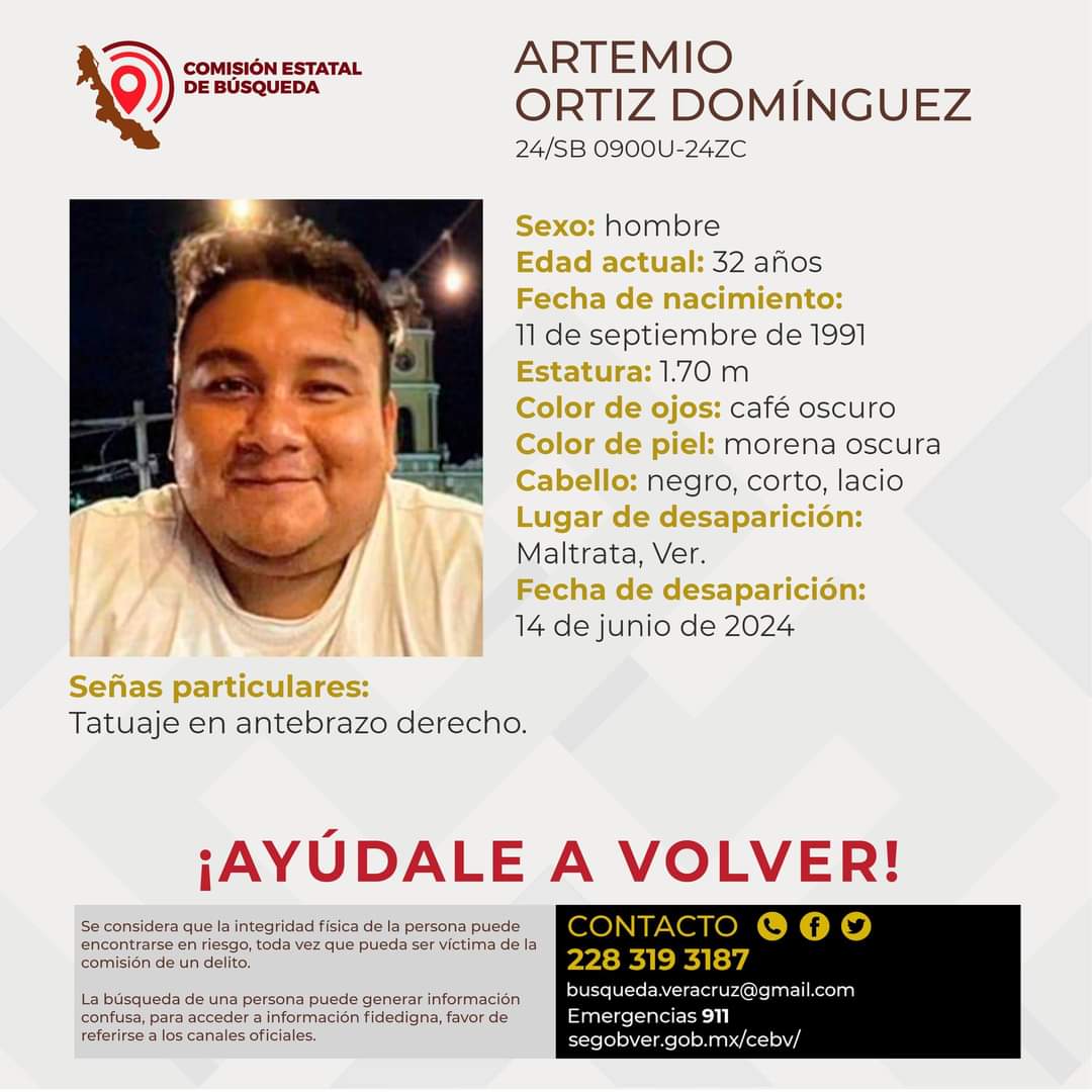 Reportan desaparición de Artemio, empleado del ayuntamiento de Maltrata