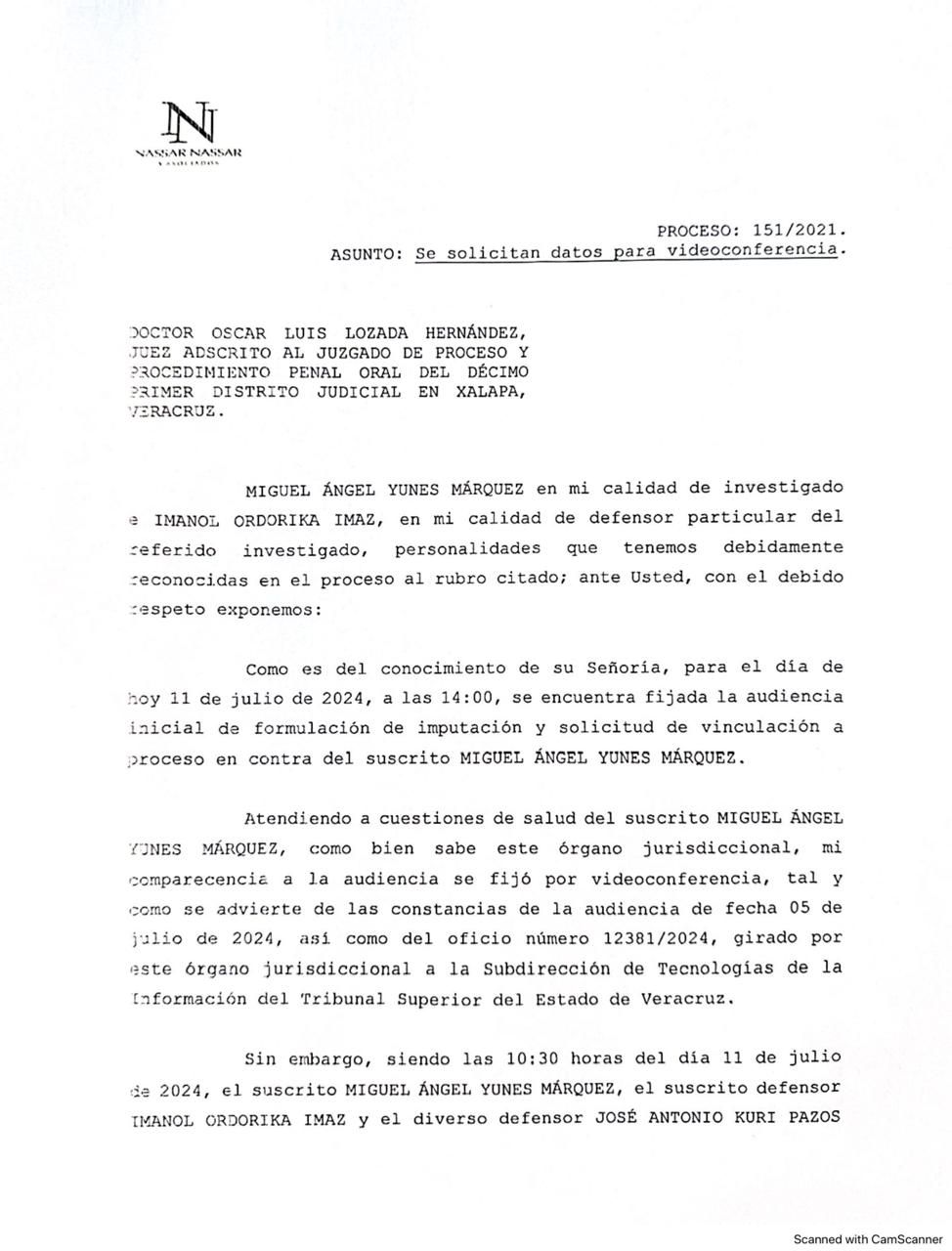 Juez se niega a proporcionar datos para la audiencia virtual de Yunes Márquez