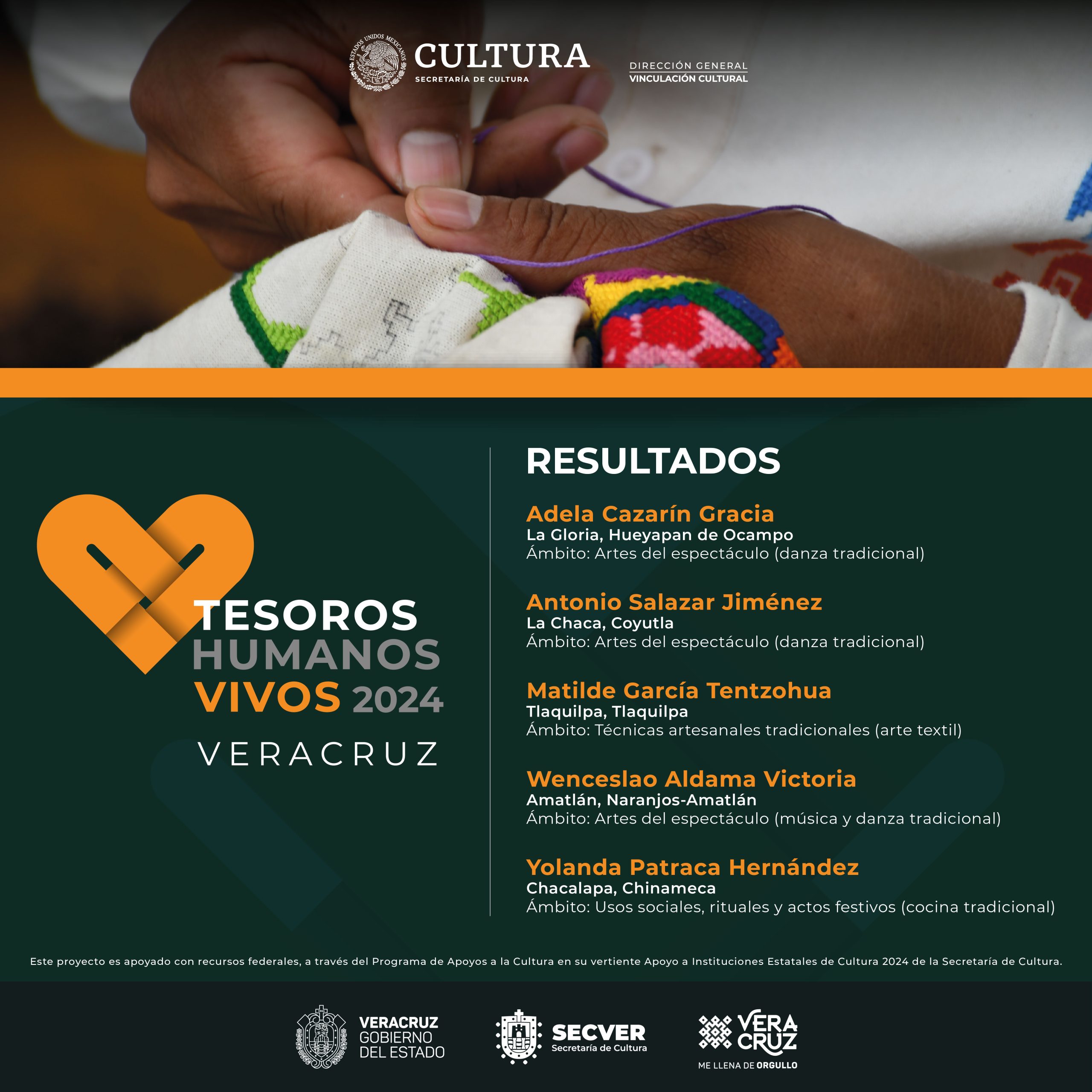 Anuncia SECVER los resultados de la convocatoria Tesoros Humanos Vivos Veracruz 2024
