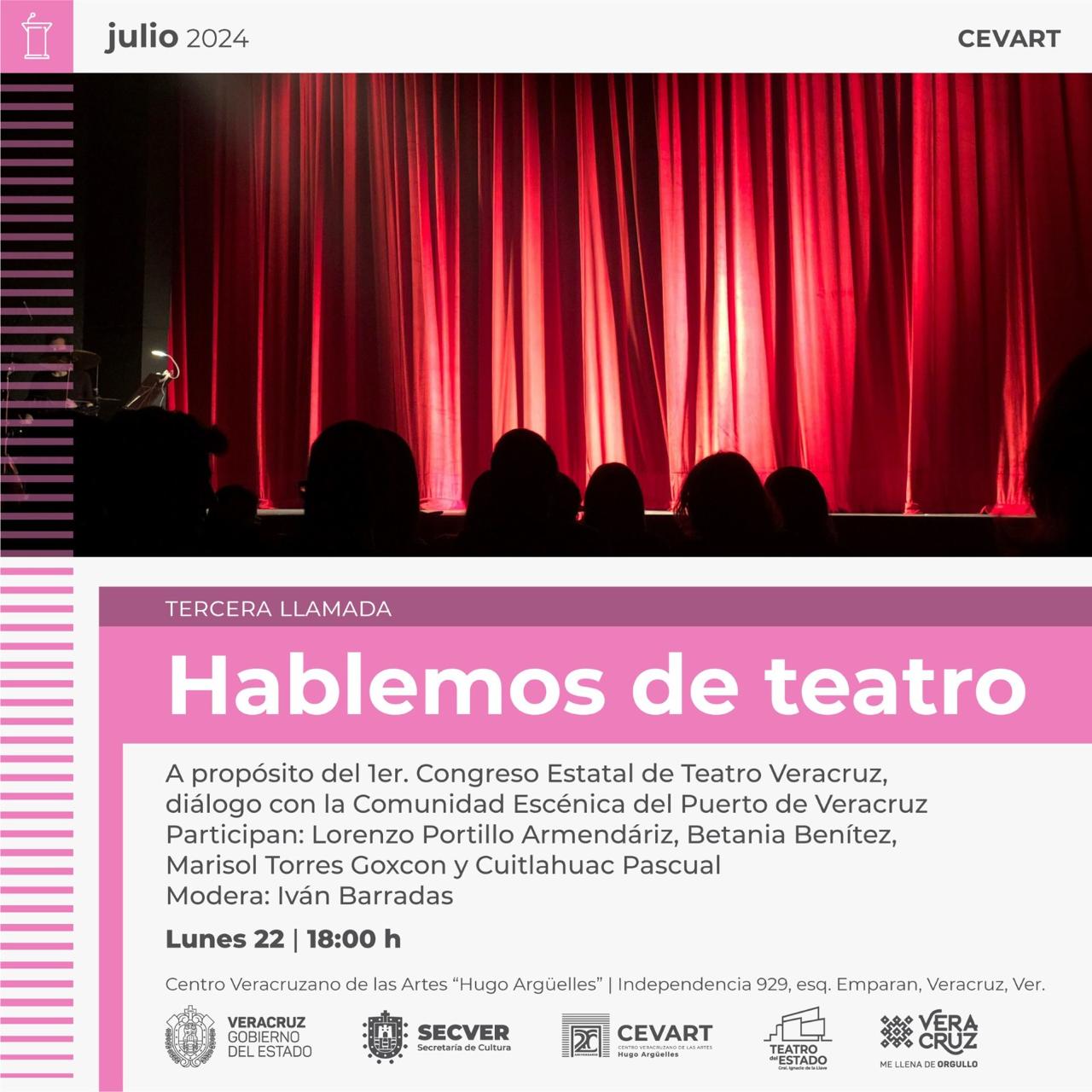 Estás invitado al conversatorio en torno al 1er Congreso Estatal de Teatro Veracruz