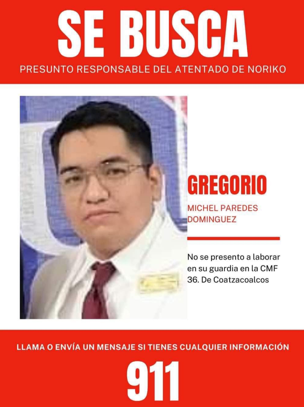Lanzan campaña para localizar a Gregorio Michell, presunto feminicida de Noriko Dallana