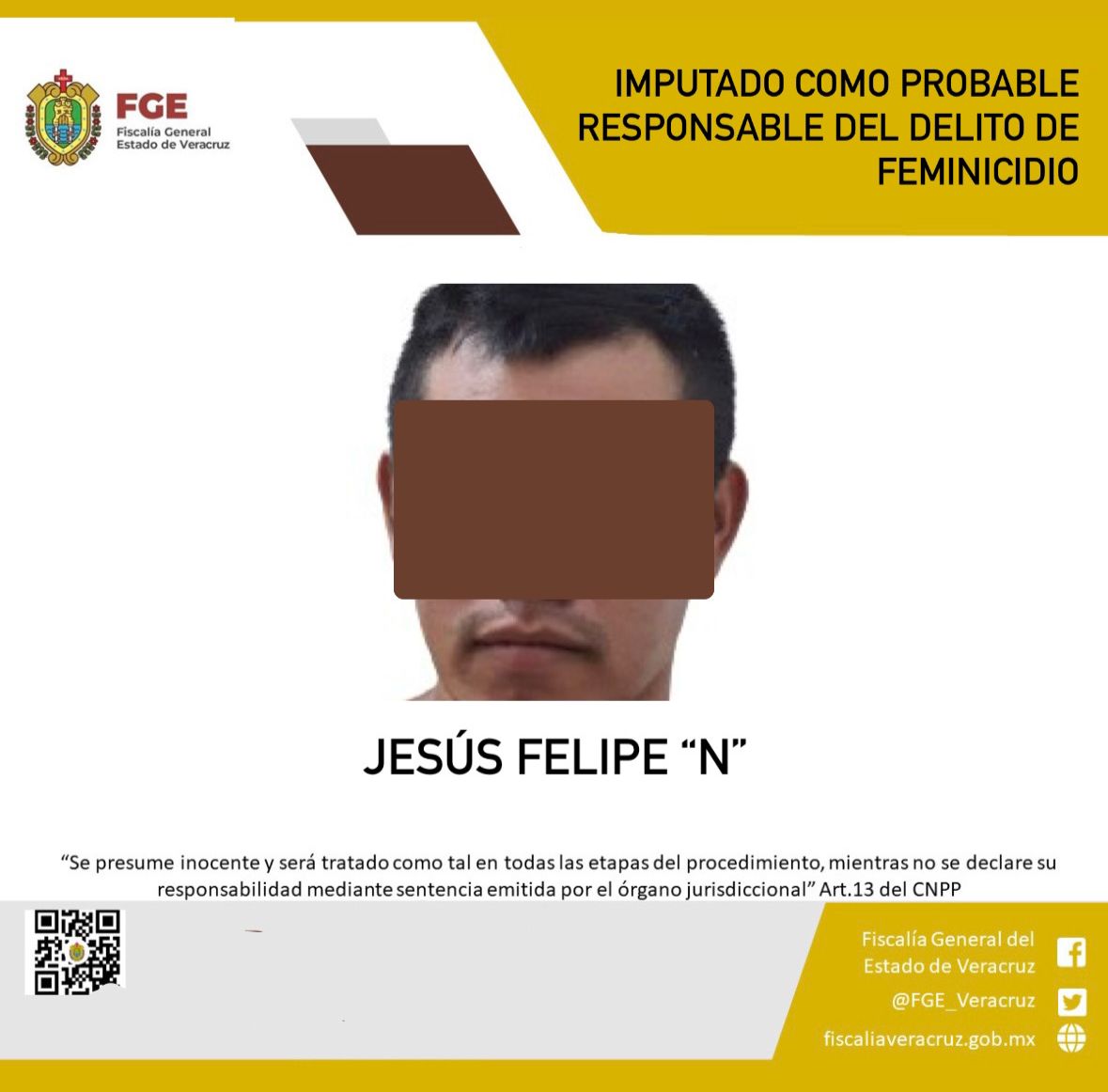 Sujeto es imputado como probable responsable del delito de feminicidio en Minatitlán