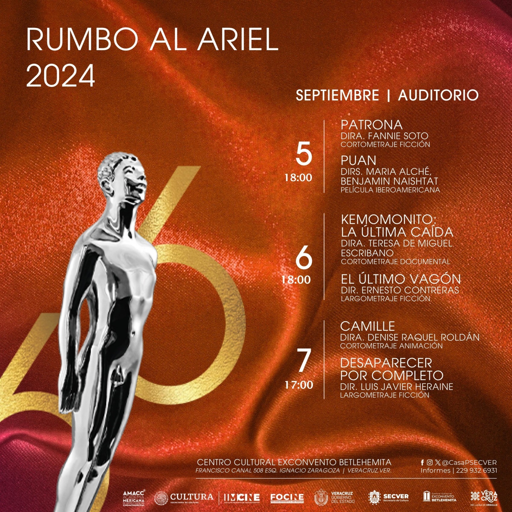 Ciclo de cine Rumbo al Ariel en el Centro Cultural Exconvento Betlehemita